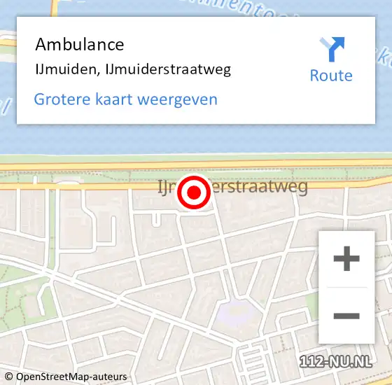 Locatie op kaart van de 112 melding: Ambulance IJmuiden, IJmuiderstraatweg op 16 juni 2024 19:25