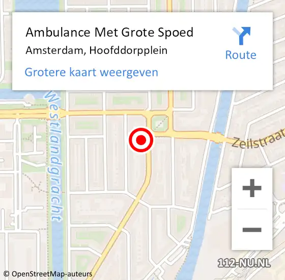 Locatie op kaart van de 112 melding: Ambulance Met Grote Spoed Naar Amsterdam, Hoofddorpplein op 16 juni 2024 19:32