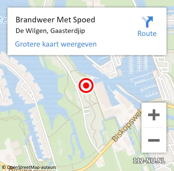 Locatie op kaart van de 112 melding: Brandweer Met Spoed Naar De Wilgen, Gaasterdjip op 16 juni 2024 19:40