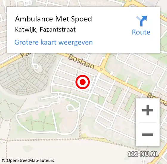 Locatie op kaart van de 112 melding: Ambulance Met Spoed Naar Katwijk, Fazantstraat op 9 oktober 2014 16:55