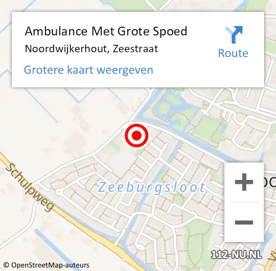 Locatie op kaart van de 112 melding: Ambulance Met Grote Spoed Naar Noordwijkerhout, Zeestraat op 16 juni 2024 19:40