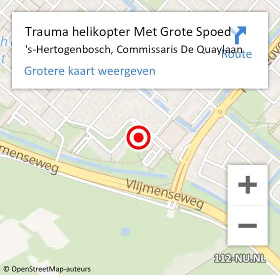 Locatie op kaart van de 112 melding: Trauma helikopter Met Grote Spoed Naar 's-Hertogenbosch, Commissaris De Quaylaan op 16 juni 2024 19:52