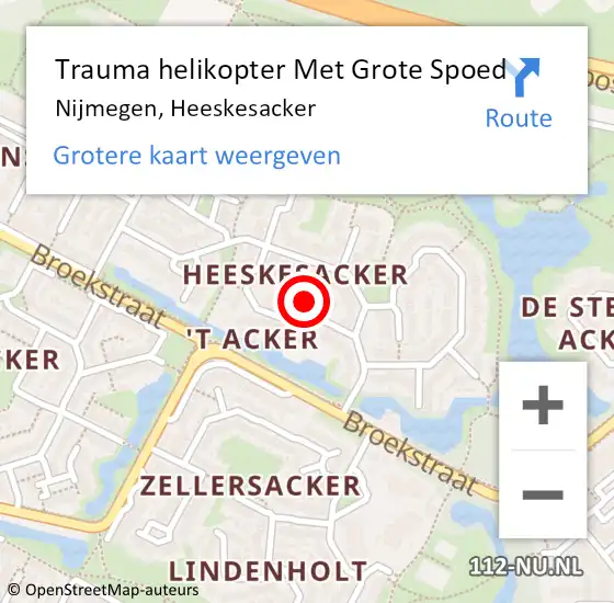 Locatie op kaart van de 112 melding: Trauma helikopter Met Grote Spoed Naar Nijmegen, Heeskesacker op 16 juni 2024 20:19