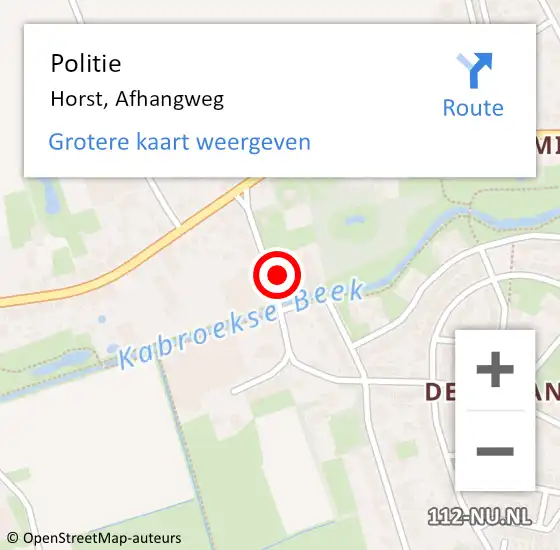 Locatie op kaart van de 112 melding: Politie Horst, Afhangweg op 16 juni 2024 20:27