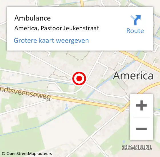 Locatie op kaart van de 112 melding: Ambulance America, Pastoor Jeukenstraat op 9 oktober 2014 17:02