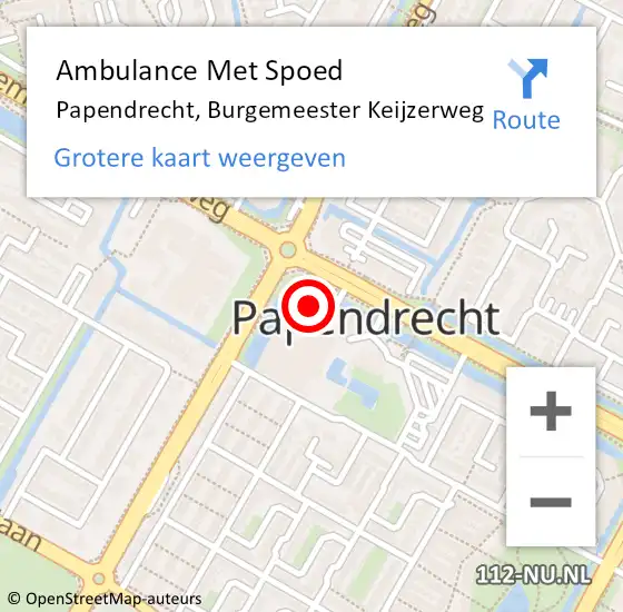 Locatie op kaart van de 112 melding: Ambulance Met Spoed Naar Papendrecht, Burgemeester Keijzerweg op 16 juni 2024 20:42