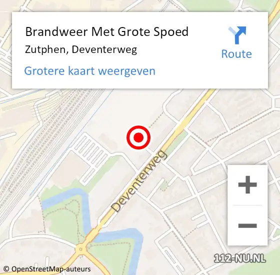 Locatie op kaart van de 112 melding: Brandweer Met Grote Spoed Naar Zutphen, Deventerweg op 16 juni 2024 20:51