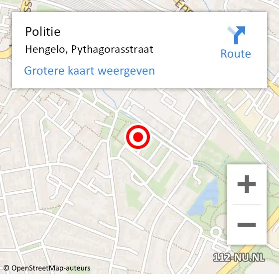 Locatie op kaart van de 112 melding: Politie Hengelo, Pythagorasstraat op 16 juni 2024 21:07