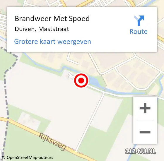 Locatie op kaart van de 112 melding: Brandweer Met Spoed Naar Duiven, Maststraat op 16 juni 2024 21:21