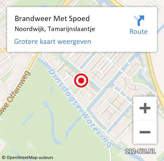 Locatie op kaart van de 112 melding: Brandweer Met Spoed Naar Noordwijk, Tamarijnslaantje op 16 juni 2024 22:00