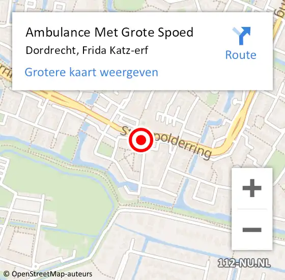 Locatie op kaart van de 112 melding: Ambulance Met Grote Spoed Naar Dordrecht, Frida Katz-erf op 16 juni 2024 22:02