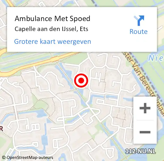 Locatie op kaart van de 112 melding: Ambulance Met Spoed Naar Capelle aan den IJssel, Ets op 16 juni 2024 22:06