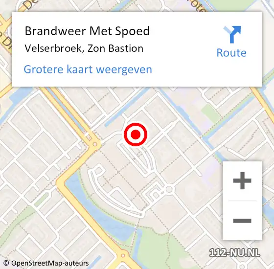 Locatie op kaart van de 112 melding: Brandweer Met Spoed Naar Velserbroek, Zon Bastion op 16 juni 2024 22:12