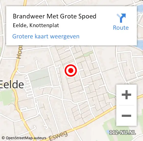 Locatie op kaart van de 112 melding: Brandweer Met Grote Spoed Naar Eelde, Knottenplat op 16 juni 2024 23:04