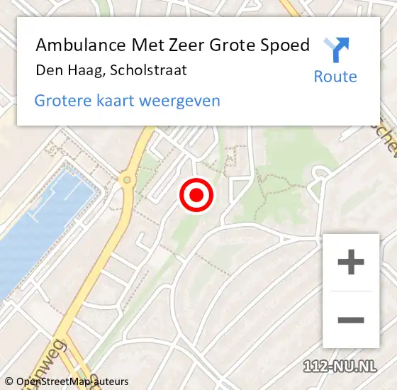 Locatie op kaart van de 112 melding: Ambulance Met Zeer Grote Spoed Naar Den Haag, Scholstraat op 16 juni 2024 23:12