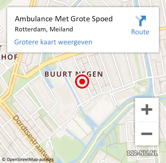 Locatie op kaart van de 112 melding: Ambulance Met Grote Spoed Naar Rotterdam, Meiland op 16 juni 2024 23:40