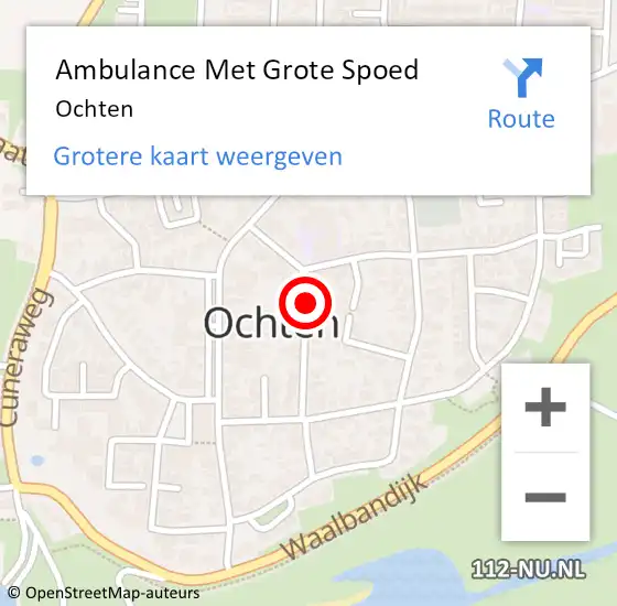 Locatie op kaart van de 112 melding: Ambulance Met Grote Spoed Naar Ochten op 16 juni 2024 23:53