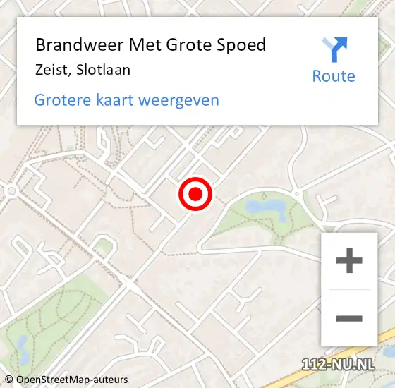 Locatie op kaart van de 112 melding: Brandweer Met Grote Spoed Naar Zeist, Slotlaan op 17 juni 2024 00:16