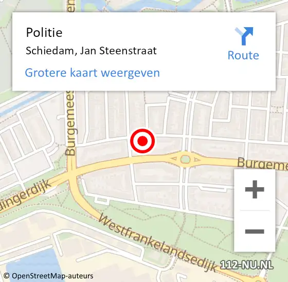 Locatie op kaart van de 112 melding: Politie Schiedam, Jan Steenstraat op 17 juni 2024 00:19