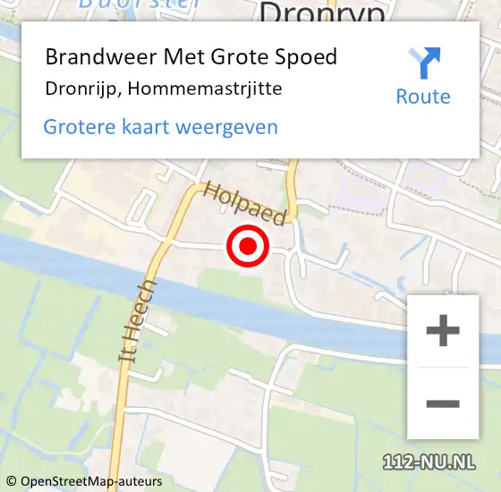 Locatie op kaart van de 112 melding: Brandweer Met Grote Spoed Naar Dronrijp, Hommemastrjitte op 17 juni 2024 00:32