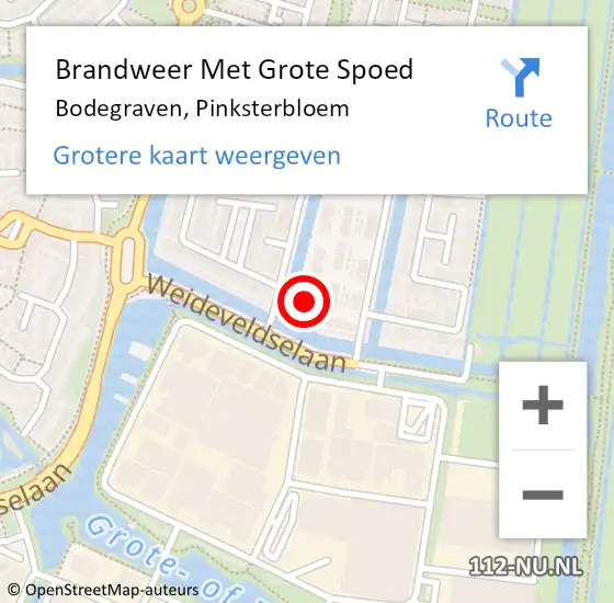 Locatie op kaart van de 112 melding: Brandweer Met Grote Spoed Naar Bodegraven, Pinksterbloem op 17 juni 2024 00:44