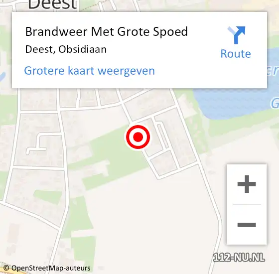 Locatie op kaart van de 112 melding: Brandweer Met Grote Spoed Naar Deest, Obsidiaan op 17 juni 2024 00:52