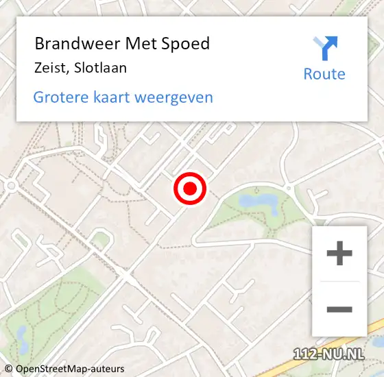 Locatie op kaart van de 112 melding: Brandweer Met Spoed Naar Zeist, Slotlaan op 17 juni 2024 01:03