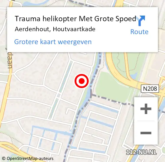 Locatie op kaart van de 112 melding: Trauma helikopter Met Grote Spoed Naar Aerdenhout, Houtvaartkade op 17 juni 2024 01:08