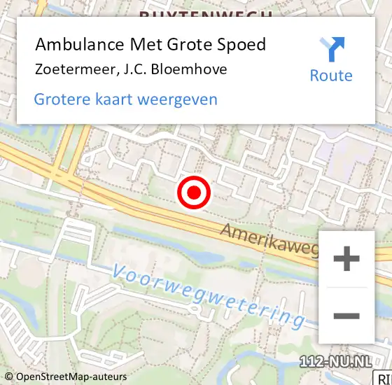 Locatie op kaart van de 112 melding: Ambulance Met Grote Spoed Naar Zoetermeer, J.C. Bloemhove op 17 juni 2024 01:32