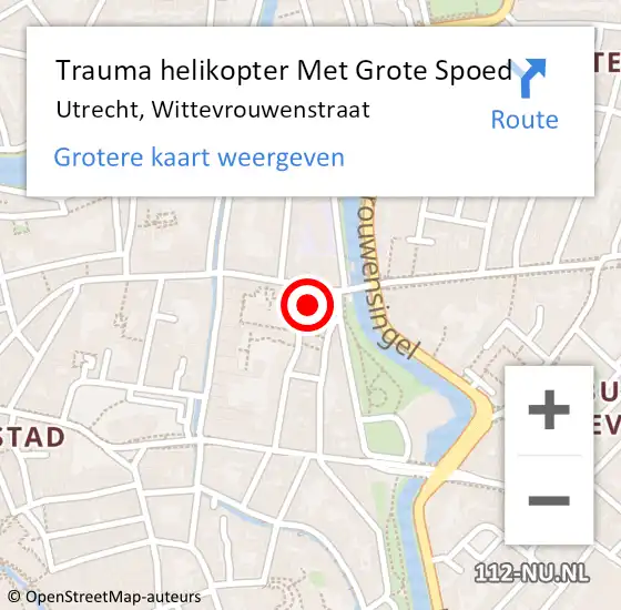 Locatie op kaart van de 112 melding: Trauma helikopter Met Grote Spoed Naar Utrecht, Wittevrouwenstraat op 17 juni 2024 01:49