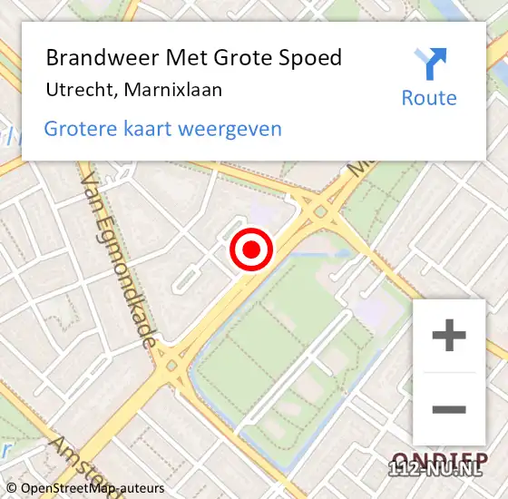 Locatie op kaart van de 112 melding: Brandweer Met Grote Spoed Naar Utrecht, Marnixlaan op 17 juni 2024 02:06