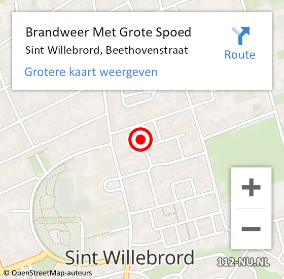 Locatie op kaart van de 112 melding: Brandweer Met Grote Spoed Naar Sint Willebrord, Beethovenstraat op 17 juni 2024 03:22