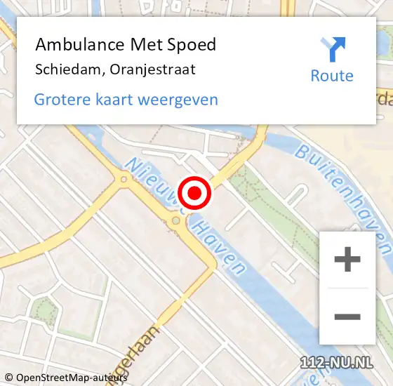 Locatie op kaart van de 112 melding: Ambulance Met Spoed Naar Schiedam, Oranjestraat op 17 juni 2024 04:07