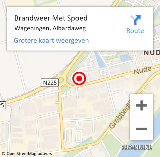 Locatie op kaart van de 112 melding: Brandweer Met Spoed Naar Wageningen, Albardaweg op 17 juni 2024 04:22