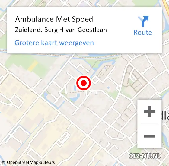 Locatie op kaart van de 112 melding: Ambulance Met Spoed Naar Zuidland, Burg H van Geestlaan op 17 juni 2024 04:25