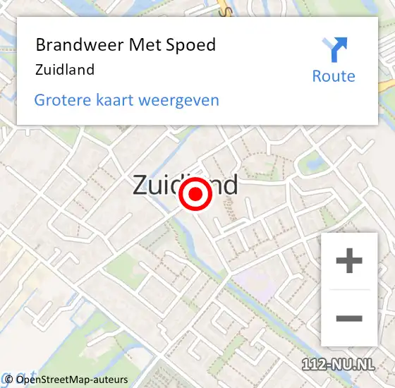 Locatie op kaart van de 112 melding: Brandweer Met Spoed Naar Zuidland op 17 juni 2024 04:50