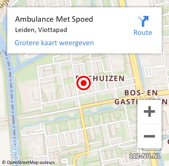 Locatie op kaart van de 112 melding: Ambulance Met Spoed Naar Leiden, Viottapad op 17 juni 2024 05:43
