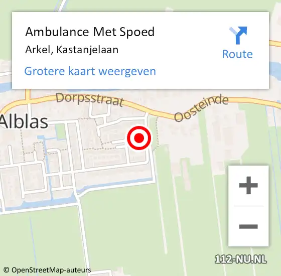 Locatie op kaart van de 112 melding: Ambulance Met Spoed Naar Arkel, Kastanjelaan op 17 juni 2024 05:53