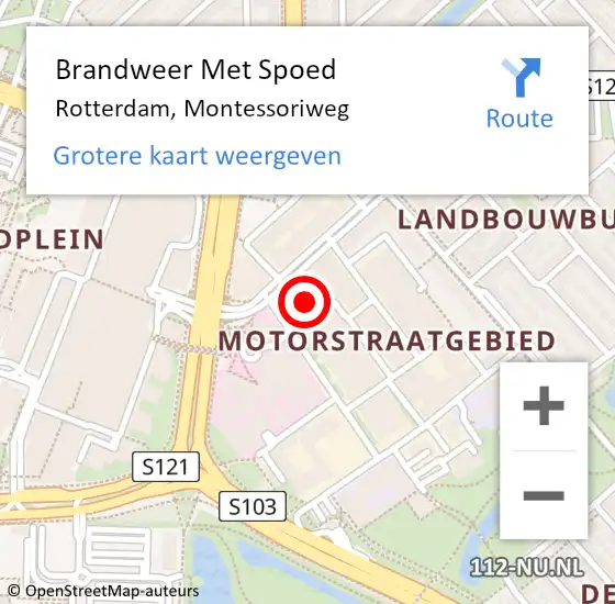 Locatie op kaart van de 112 melding: Brandweer Met Spoed Naar Rotterdam, Montessoriweg op 17 juni 2024 06:23
