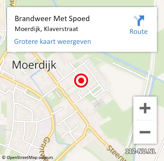 Locatie op kaart van de 112 melding: Brandweer Met Spoed Naar Moerdijk, Klaverstraat op 17 juni 2024 06:34