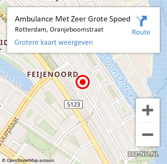 Locatie op kaart van de 112 melding: Ambulance Met Zeer Grote Spoed Naar Rotterdam, Oranjeboomstraat op 17 juni 2024 07:05