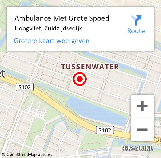 Locatie op kaart van de 112 melding: Ambulance Met Grote Spoed Naar Hoogvliet, Zuidzijdsedijk op 17 juni 2024 07:13