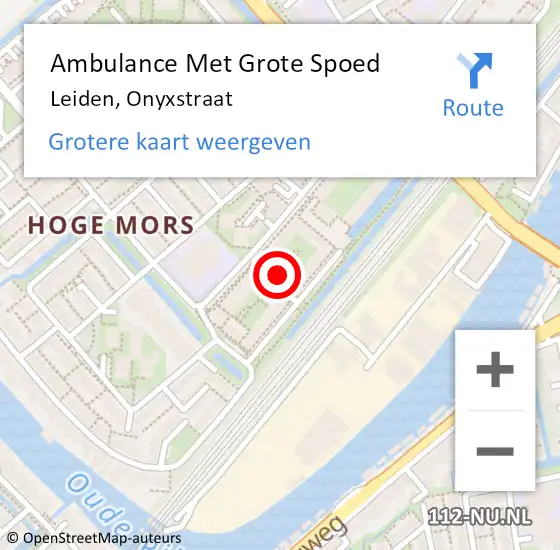 Locatie op kaart van de 112 melding: Ambulance Met Grote Spoed Naar Leiden, Onyxstraat op 17 juni 2024 07:33