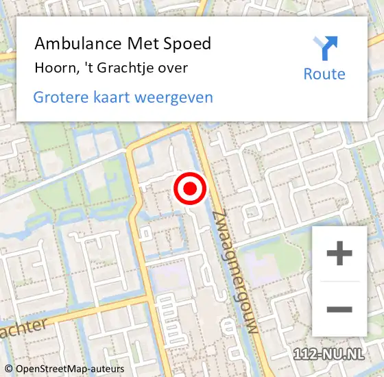 Locatie op kaart van de 112 melding: Ambulance Met Spoed Naar Hoorn, 't Grachtje over op 17 juni 2024 07:54