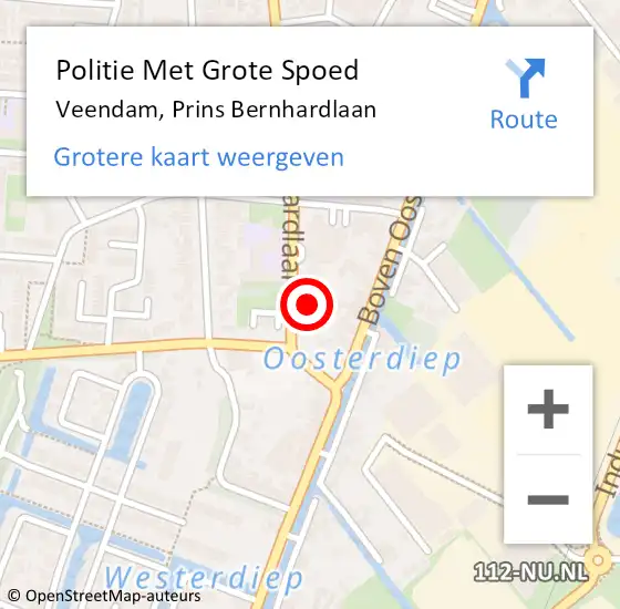 Locatie op kaart van de 112 melding: Politie Met Grote Spoed Naar Veendam, Prins Bernhardlaan op 17 juni 2024 08:06