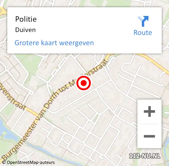 Locatie op kaart van de 112 melding: Politie Duiven op 17 juni 2024 08:11