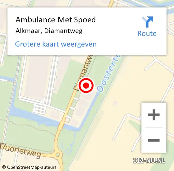 Locatie op kaart van de 112 melding: Ambulance Met Spoed Naar Alkmaar, Diamantweg op 17 juni 2024 08:12