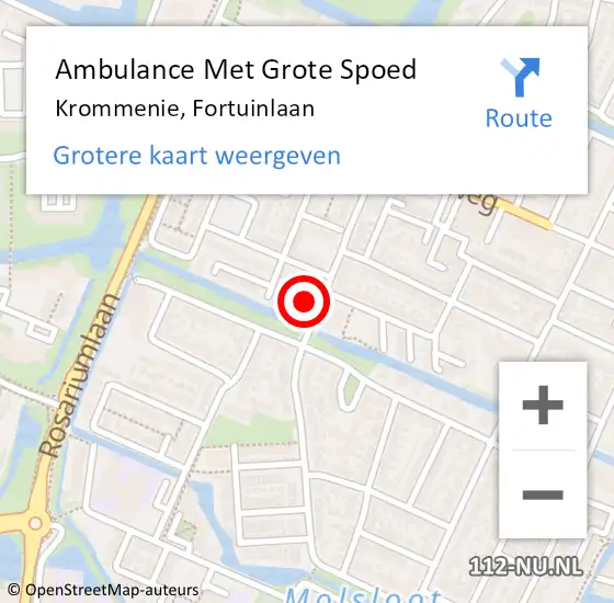 Locatie op kaart van de 112 melding: Ambulance Met Grote Spoed Naar Krommenie, Fortuinlaan op 17 juni 2024 08:15