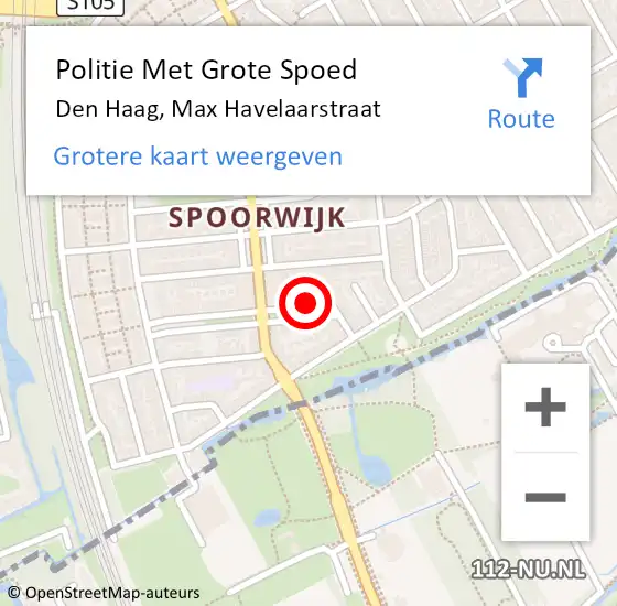 Locatie op kaart van de 112 melding: Politie Met Grote Spoed Naar Den Haag, Max Havelaarstraat op 17 juni 2024 08:16