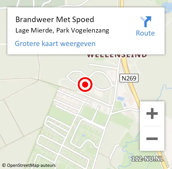 Locatie op kaart van de 112 melding: Brandweer Met Spoed Naar Lage Mierde, Park Vogelenzang op 17 juni 2024 08:36